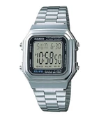 Casio A178WA-1ADF Alarmlı Kronometreli Dijital Metalik Üniseks Kol Saati - 1