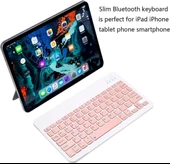 Everest Winner Pro Ew-2021 7" Uyumlu Kablosuz Bluetooth Şarj Edilebilir Klavye - Pembe thumbnail 2