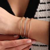 İtalyan Esnek Altın Bileklik Beyaz thumbnail 4