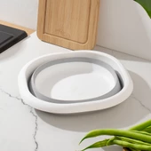 698 Çok Amaçlı Katlanır Badya Akordiyon Leğen- 3 Litre Beyaz Gri thumbnail 3