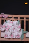 Babyhola Kız Bebek Omuz Fırfır Detaylı Çiçek Desenli Bandanalı Elbise 23625 - 1