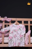 Babyhola Kız Bebek Omuz Fırfır Detaylı Çiçek Desenli Bandanalı Elbise 23625 - 11