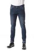 Erkek Slim Fit Paçası Yazı Detaylı Likralı Jean Kot Pantolon - 2
