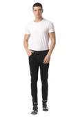 Erkek Slim Fit Paçası Yazı Detaylı Likralı Jean Kot Pantolon - 10
