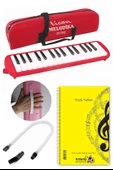 Melodika 32 Tuşlu Kırmızı Bez Çantalı 1 Adet Müzik Defteri A4 Plastik Kapak 40 Yaprak Spralli 1 Adet Hortumlu Melodika Askılı Taşıma Kulplu Okul Öğrenci - 1