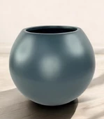 Nettenevime Fiber Saksı Antrasit Küre Yuvarlak Top Vazo Dekoratif Saksı Fiberglas 30*30cm - 2
