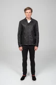 Erkek Özel Baskı Efektli Suni Deri Tarz Mont - 2