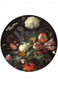 Frenda Home Çiçek Desenli Yıkanabilir Pamuk Tabanlı Yuvarlak Halı  SİYAH 120X120 - 1