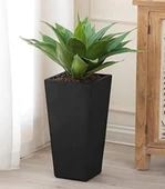 Nettenevime Fiber Saksı Antrasit Konik Vazo Dekoratif Saksı Fiberglas 30*30*50cm - 4