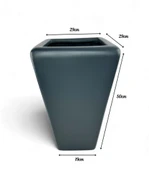 Nettenevime Fiber Saksı Antrasit Konik Vazo Dekoratif Saksı Fiberglas 30*30*50cm - 2