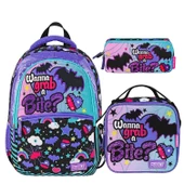 Muggle 3 Bölmeli Gotik Girl Okul Sırt Çantası+Beslenme Çantası+Kalemlik thumbnail 1