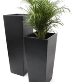 Nettenevime Fiber Saksı Antrasit Dik Dörtgen Vazo Dekoratif Saksı Fiberglas 25*25*50cm - 6