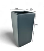 Nettenevime Fiber Saksı Antrasit Dik Dörtgen Vazo Dekoratif Saksı Fiberglas 25*25*50cm - 2