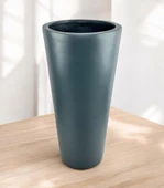 Fiber Saksı Antrasit Sütun Silindir Konik Vazo Dekoratif Saksı Fiberglas 80*40*27cm - 3