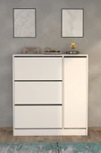 Moonlife Milano 3 Kapaklı Kayar Raflı Dolaplı Ayakkabılık Beyaz - 5