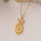 925 Ayar Gümüş Minimal Taşlı Baykuş Kolye thumbnail 5