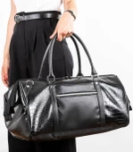 Seyahat Spor ve Fitness Çantası Suni Deri - LX600 Krokodil Siyah thumbnail 6