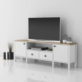 Sakura  Lagos  2 kapak 2 çekmece  tv ünitesi -Wood Beyaz-Minifiks Bağlantılı - 1