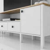 Sakura  Lagos  2 kapak 2 çekmece  tv ünitesi -Wood Beyaz-Minifiks Bağlantılı - 5