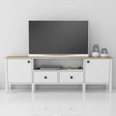 Sakura  Lagos  2 kapak 2 çekmece  tv ünitesi -Wood Beyaz-Minifiks Bağlantılı - 2
