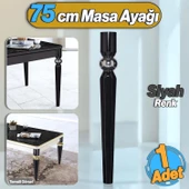 Elips Masa Dresuar Ayağı 75 Cm Plastik Siyah Krom Ayak Mutfak Yemek Masası Mobilya Ayakları Siyah thumbnail 1