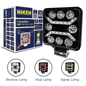 Niken Pro 8 Led Kare 3 Fonksiyonlu Off Road Sis Farı Çalışma Lambası 4 Adet 12-24V 27W - 2