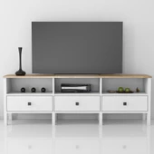 Sakura Suva  3 çekmeceli  tv ünitesi -Wood Beyaz-Minifiks Bağlantılı - 2