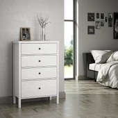 Sakura Tunis 4 çekmeceli şifonyer -Wood Beyaz-Minifiks Bağlantılı - 1