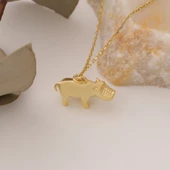 925 Ayar Gümüş Su Aygırı Kolye thumbnail 5