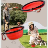 Kedi Köpek Mama Su Kabı Katlanabilir Taşınabilir Evcil Hayvan Pratik Kırmızı Mama Su Kabı - 8