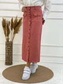 Boydan Düğmeli Körük Cepli Tesettür Etek - 5