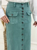 Boydan Düğmeli Körük Cepli Tesettür Etek - 7