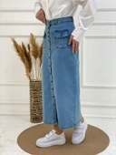 Boydan Düğmeli Körük Cepli Tesettür Etek - 3