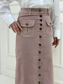 Boydan Düğmeli Körük Cepli Tesettür Etek - 6