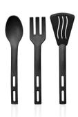 3lü Mini Plastik Spatula Kaşık Çatal Servis Seti Takımı - 1