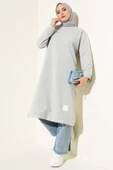 Arma Detaylı Uzun Tunik Melanj Gri thumbnail 1