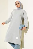 Arma Detaylı Uzun Tunik Melanj Gri thumbnail 2