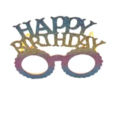 Plastik Happy Bırthday Simli Taç Gözlük Renkli 2 li Set - 3