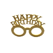 Plastik Happy Bırthday Simli Taç Gözlük Gold 2 li Set - 3