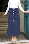 Boydan Düğmeli Gabardin Etek - 10