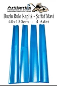 Buzlu Rulo Şeffaf Mavi Kaplık 4 Adet 40x150 cm Defter Kitap Kaplığı Okul Öğrenci Rulo Kaplık - 3