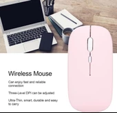 Samsung Galaxy Tab A T590 Wifi 10.5" Uyumlu Kablosuz Bluetooth Pilli Klavye Mouse Seti - Pembe - 7