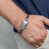 Ayyıldız Desenli 925 Ayar Gümüş Erkek Bileklik thumbnail 8