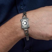 Ayyıldız Desenli 925 Ayar Gümüş Erkek Bileklik thumbnail 4