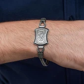 La Galibe İllallah Hat Yazılı 925 Ayar Gümüş Erkek Bileklik Künye thumbnail 3