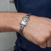 Ayyıldız Desenli 925 Ayar Gümüş Erkek Bileklik thumbnail 2