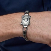 Ayyıldız Desenli 925 Ayar Gümüş Erkek Bileklik thumbnail 6