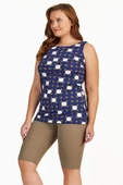 Argento 0755-9001 Desenli Kısa Kollu Tankini - 1
