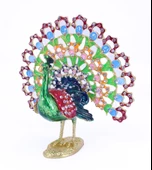 Swarovski Taşlı Yeşil Tavus Kuşu Figürlü Mücevher-Takı Kutusu - 2