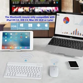 Samsung Galaxy Note 10.1" GT-N8000 Uyumlu Kablosuz Bluetooth Şarjlı Klavye Şarjlı Mouse Seti - Beyaz thumbnail 2